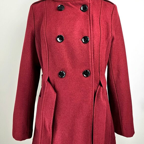 Listing Title: Calvin Klein Power Dressing Red Wool Pleated Coat 8 - Picture 11 of 16